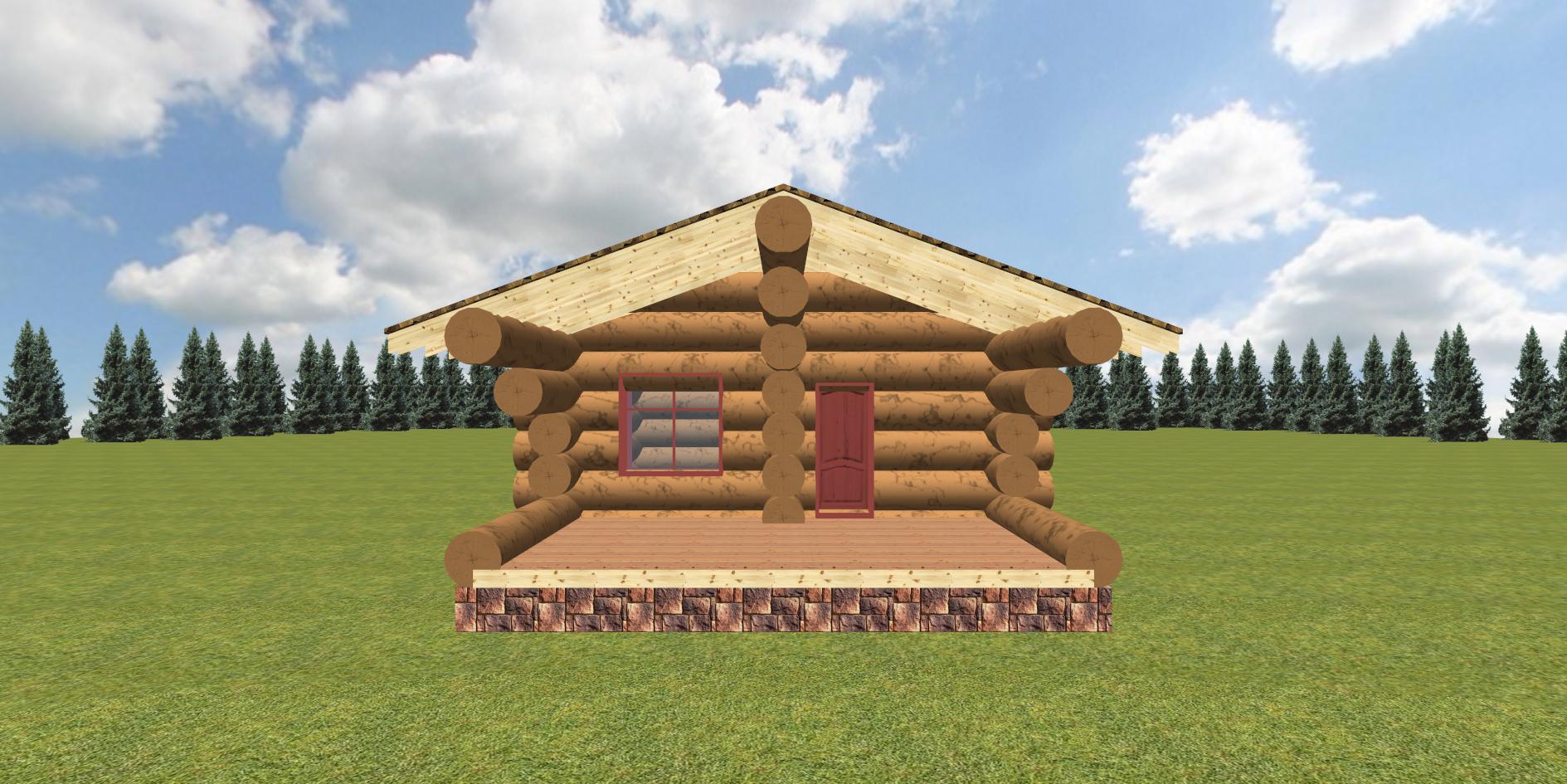 Проект бани из бревна Лещина 58 м²