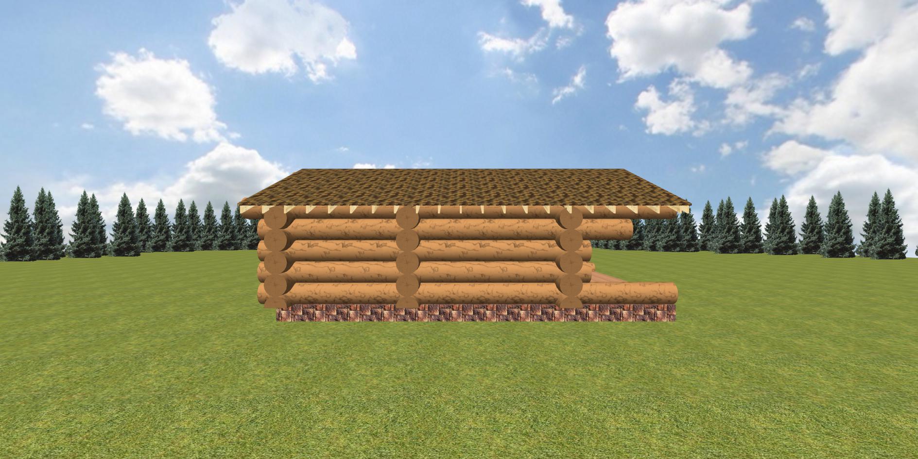 Проект бани из бревна Лещина 58 м²