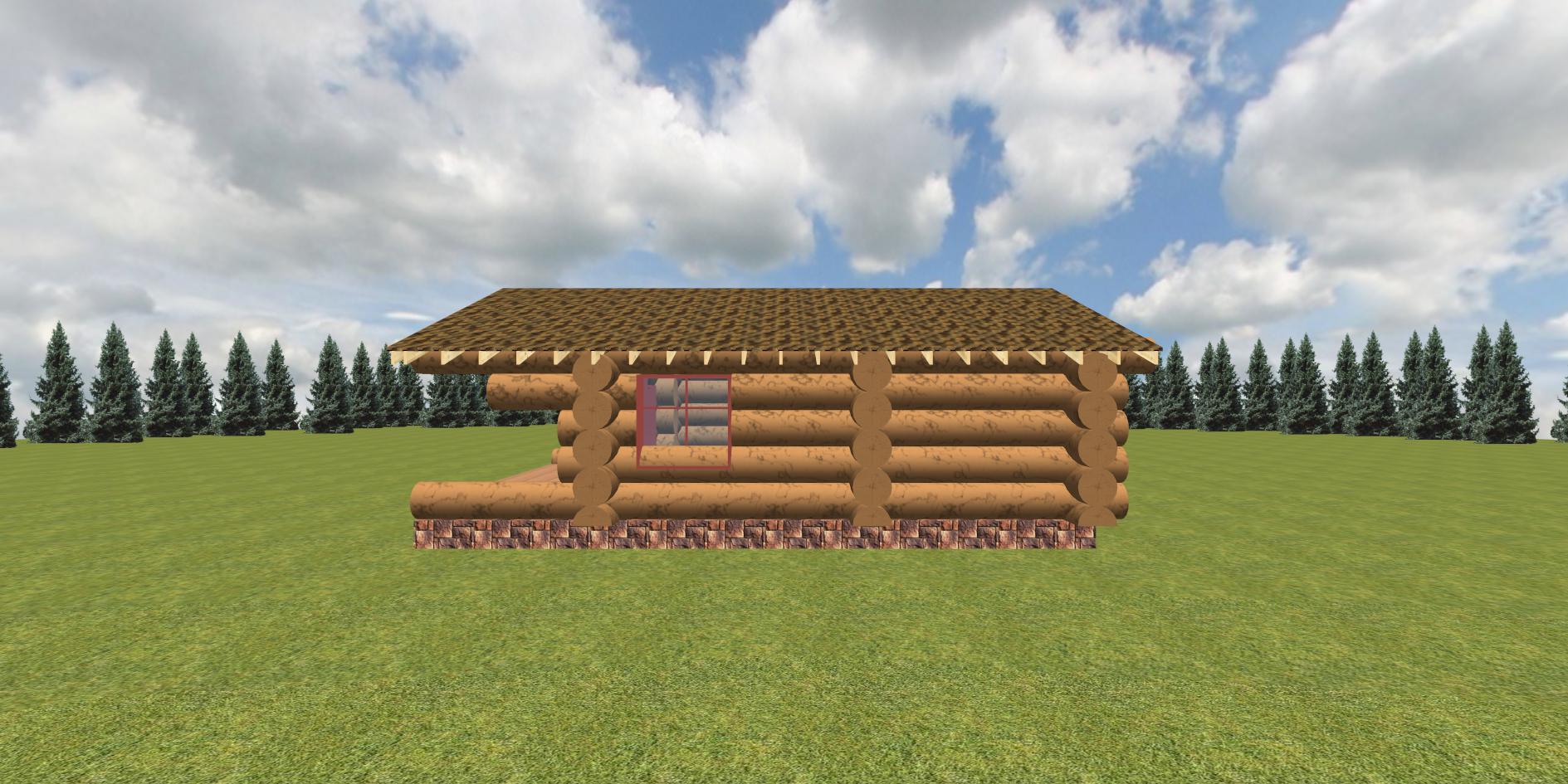 Проект бани из бревна Лещина 58 м²