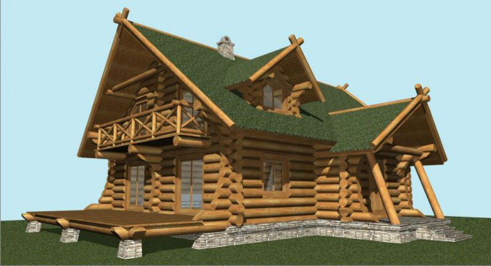 Проект дома из бревна Посейдон 229 м²